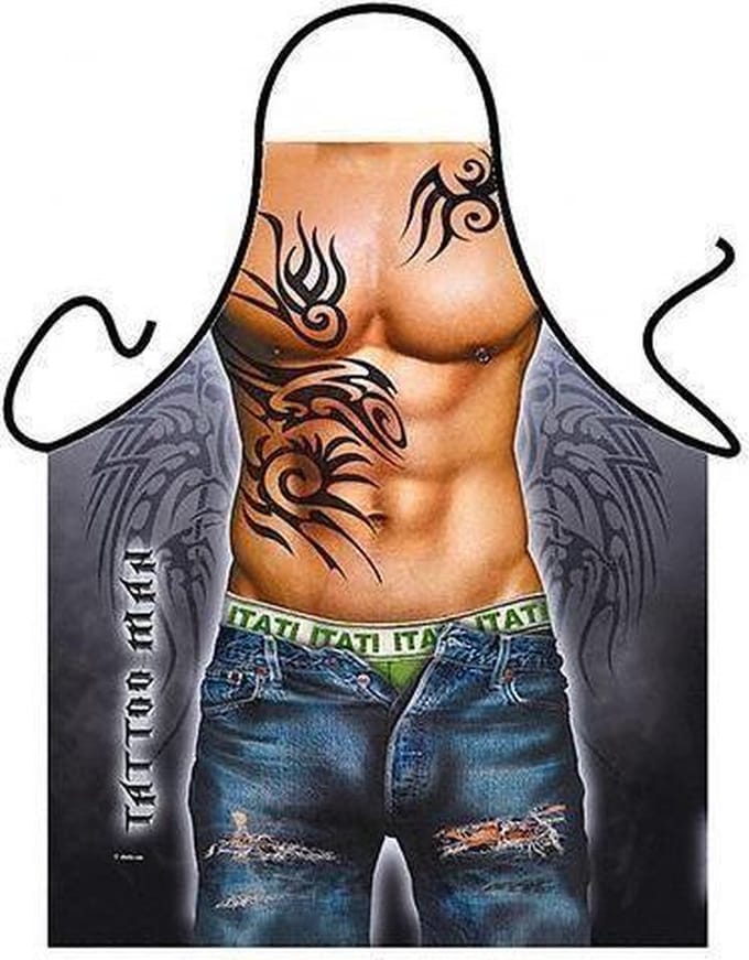 Benza Schort Tattoo Man - Sexy/Leuke/Grappige/Mooie Keukenschort