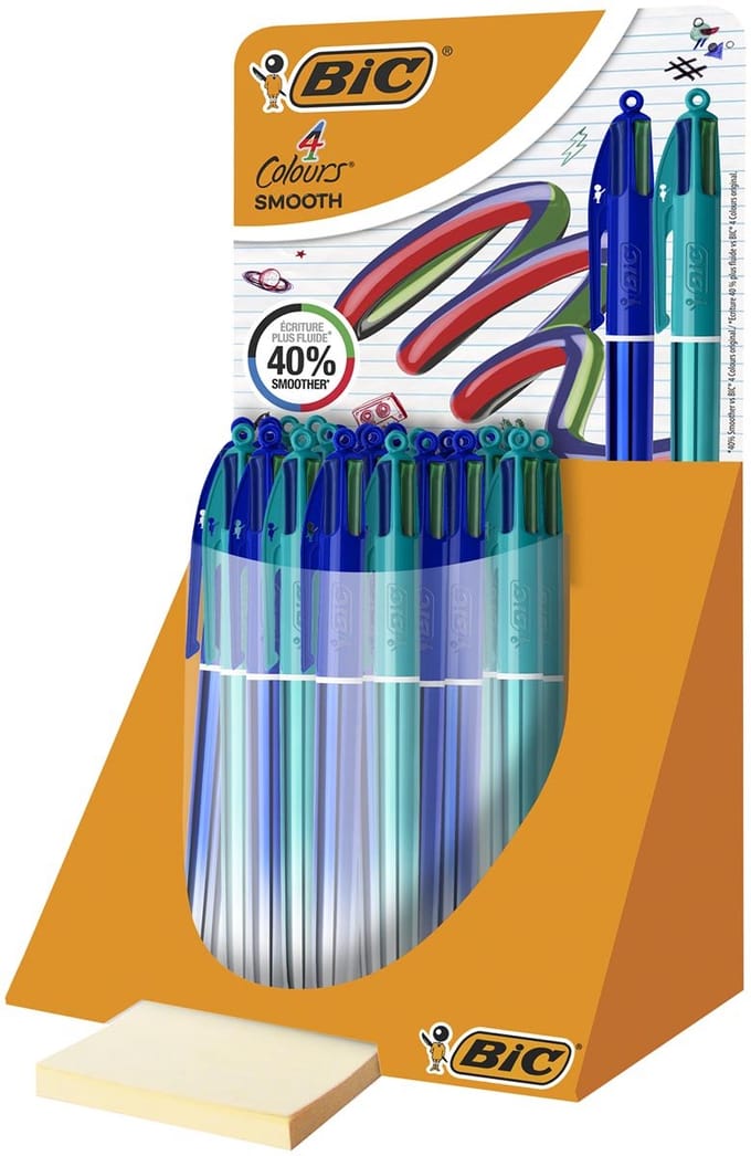 BIC Colours Smooth Gradiant 4-kleurenbalpen | medium | blauw en groen | display van 30 stuks