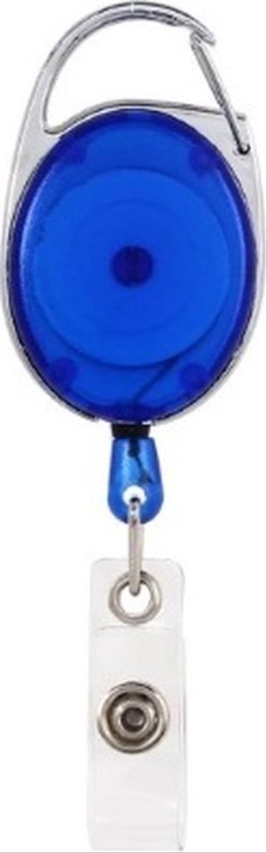 *** Blauwe Badgehouder met Clip - Trekkoord Werkpas - Skipas - van Heble® ***