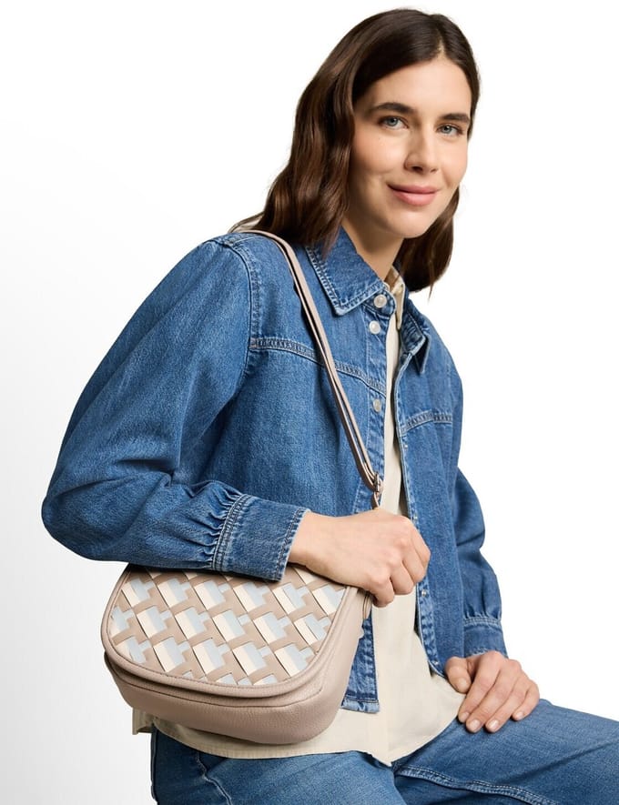 Tom Tailor - TTDEVIE Handtas met gevlochten look - Maat ONESIZE - mixed taupe