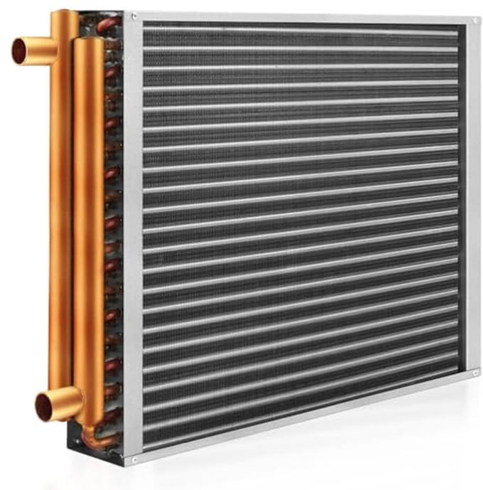 Water lucht warmtewisselaar 12x15 - 1" koperen aansluitingen voor verwarming en koeling
