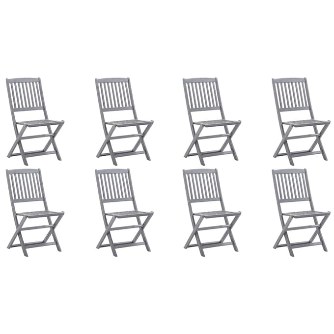vidaXL - Inklapbare - stoelen - 8 - st - met - kussens - massief - acaciahout
