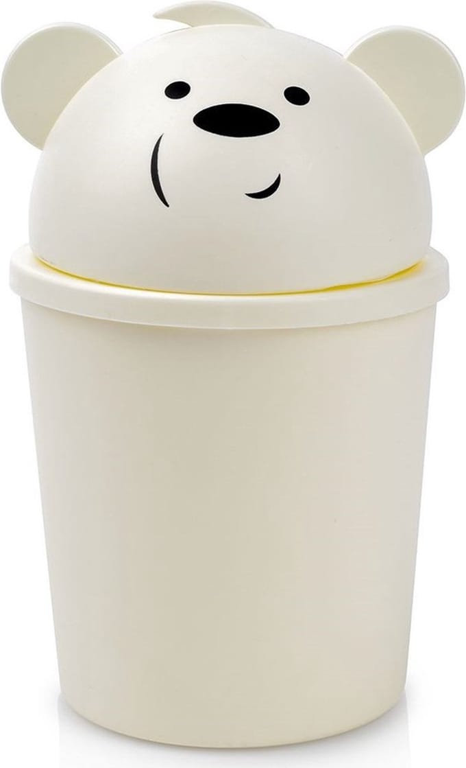 Prullenbak Teddybeer Crème 1,5 l - Afvalmand - Afvalemmer