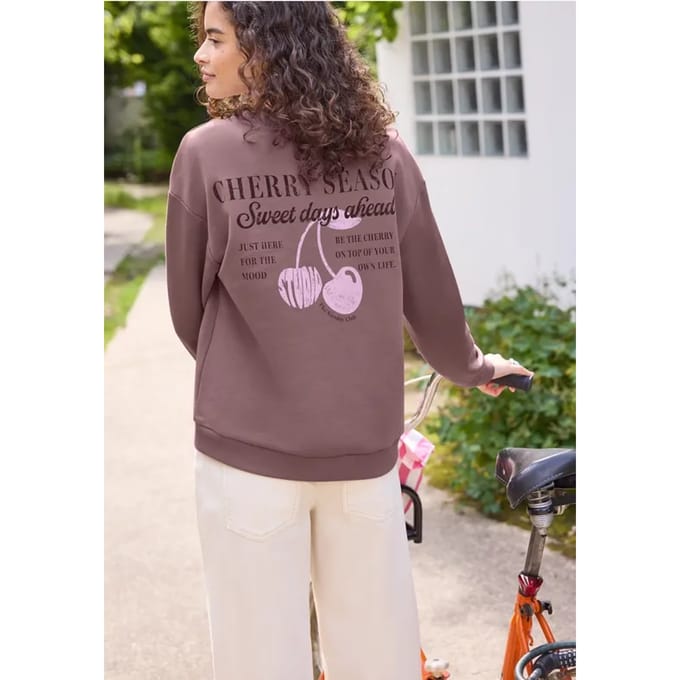 Sweatshirt met lange mouwen en opdruk op de rug