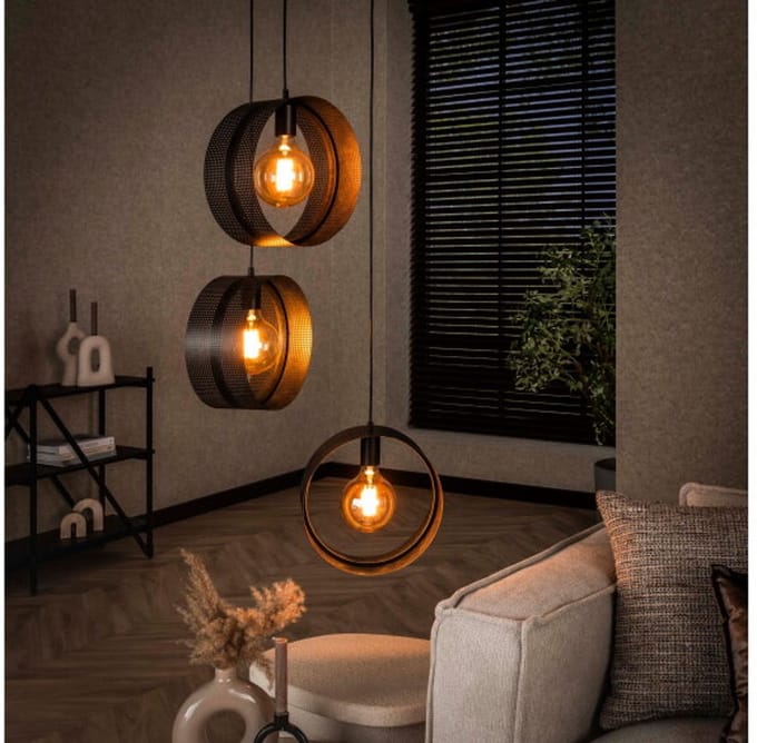 Hanglamp 3L ring geperforeerd - Charcoal