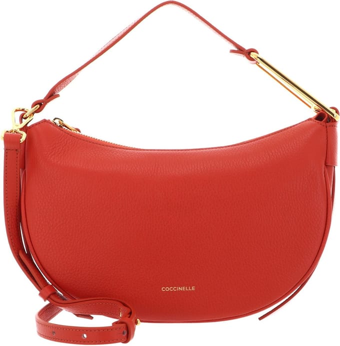 COCCINELLE Leren Schoudertas Priscilla Handbag Grained Leather Tangerine Oranje