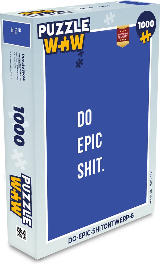 Puzzel Quotes - Do epic shit - Blauw - Legpuzzel - Puzzel 1000 stukjes volwassenen