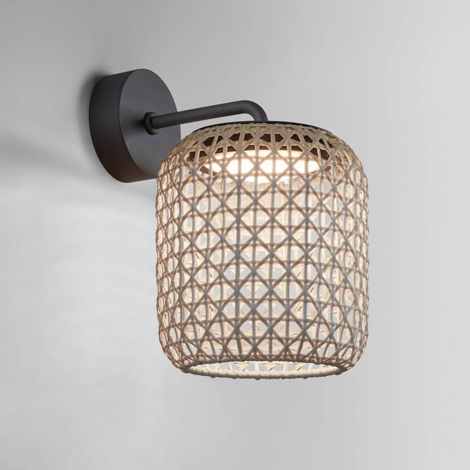 Bover Nans A LED buitenwandlamp, beige, Ø 21,6cm