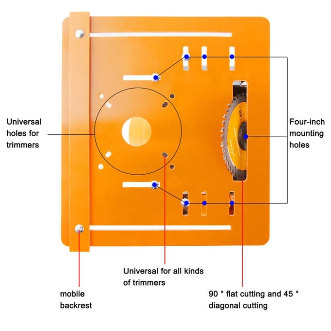 Machine de découpe multifonctionnelle, plaque de Base, coupe plate à 90 degrés, coupe diagonale à 45 degrés, adaptée à 4 150mm orange