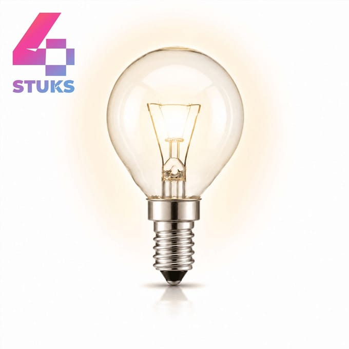 4x Kogel Gloeilamp E14 - 25W - Warm Wit Licht (2700K) - 180 lm - 1 jaar - Dimbaar