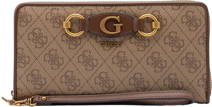 Guess Izzy SLG Small Zip Around Dames Portemonnee - Latte Logo/Brown