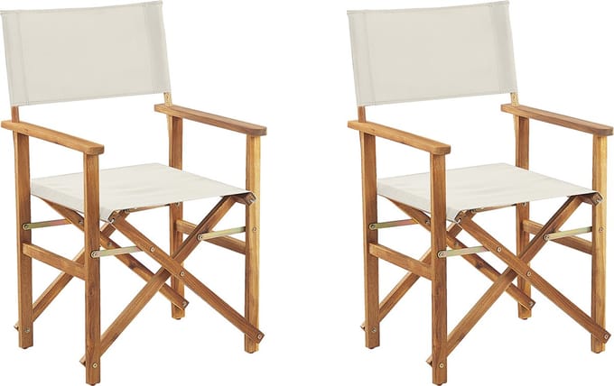 CINE - Tuinstoel set van 2 - Lichtbruin/Gebroken wit - Polyester