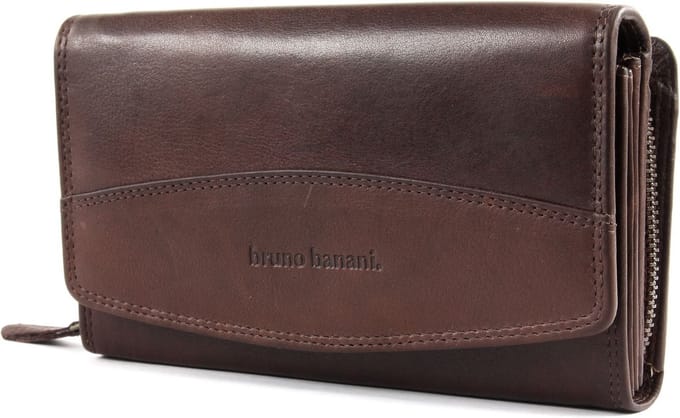 bruno banani Leren Portemonnee Lavato Wallet with Flap Brown Bruine