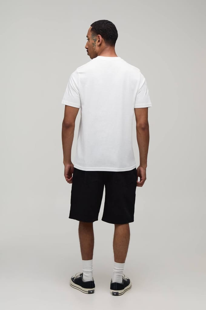 Denim Carpenter Shorts Met Meerdere Badges | True Black | Size 40R