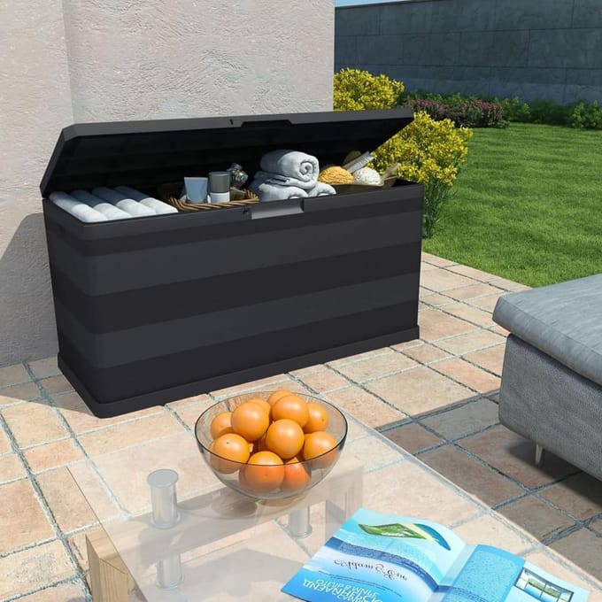 Tuinbox - Opbergkist Tuin - Tuinspullen Opbergen - Afsluitbaar - 117x45x56 cm - Zwart