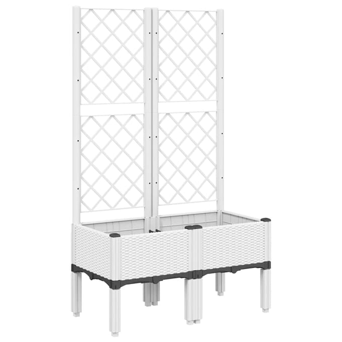 vidaXL - Plantenbak - met - latwerk - 80x40x142 - cm - polypropeen - wit
