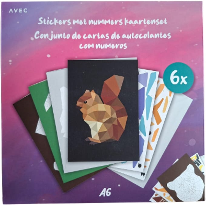 Stickers op Nummer Knutselset A6 - Geometrisch – 6 Afbeeldingen | Creatief Puzzelplezier