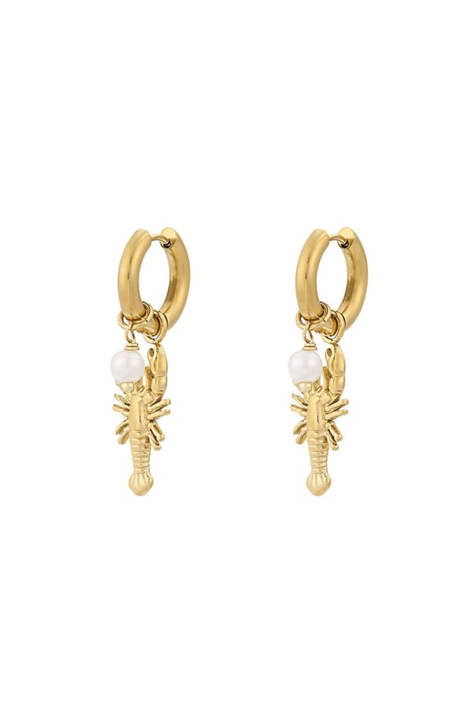 Bijoutheek Oorhangers Lobster Parel Goud