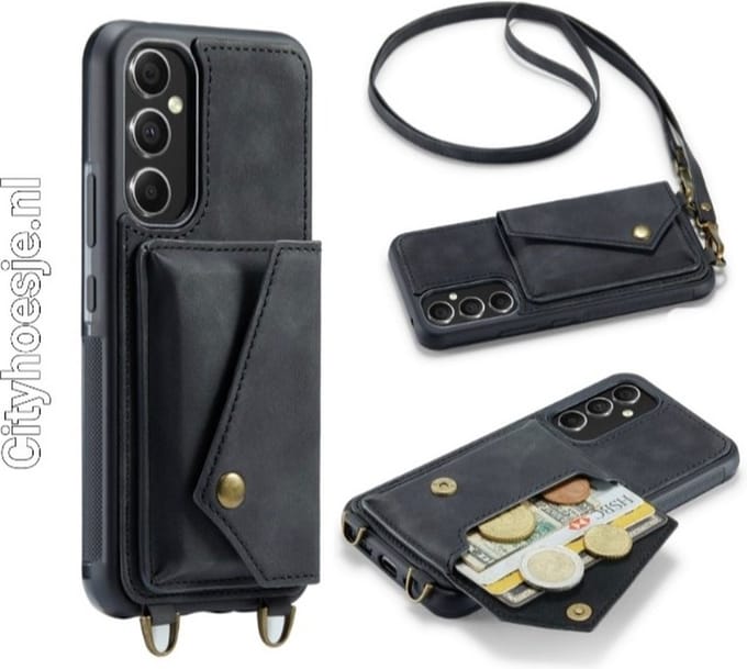 Cityhoesje - iPhone 14 Pro Max - Bookcase incl. Pasjeshouder - Zwart