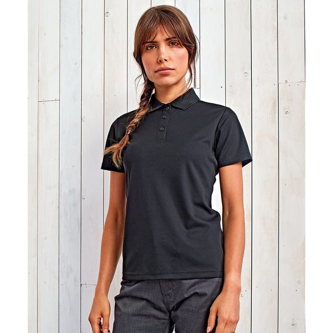 Premier Dames/Dames Duurzaam Poloshirt (Zwart)