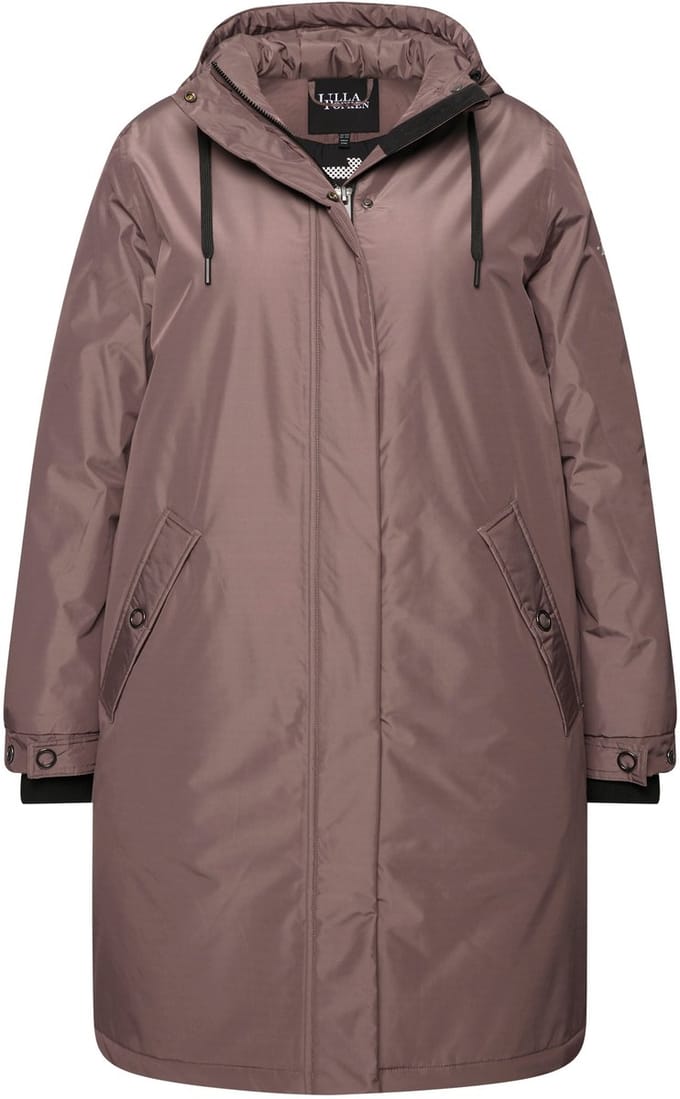 Ulla Popken - Dames - HYPRAR functionele jas A-lijn gerecycled 2-weg rits - Taupe - Maat 46+