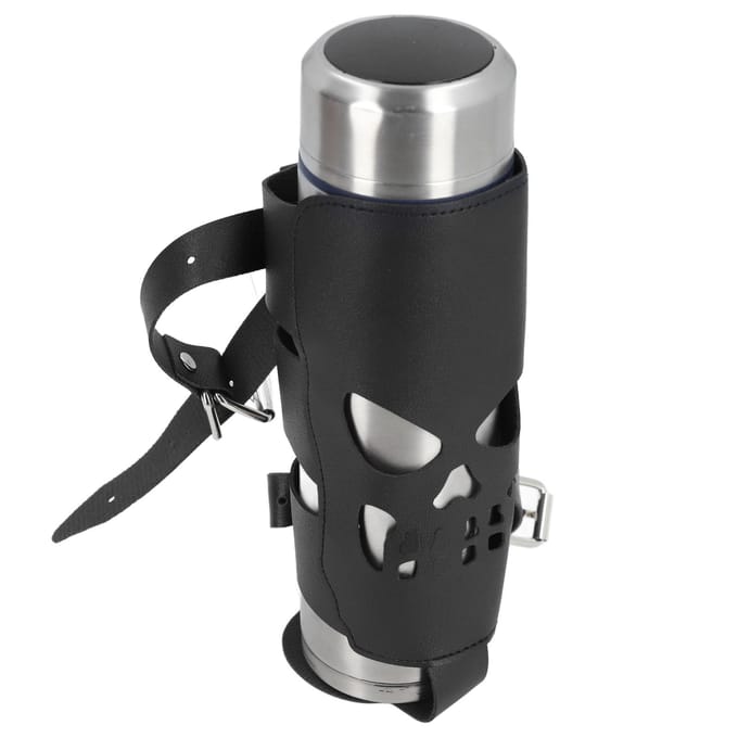Motorfiets Bekerhouder PU Leer Skelet Wrap Around Universele Fiets Waterfleshouder gray