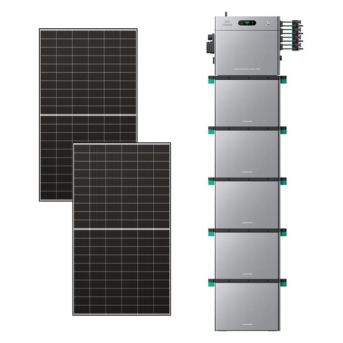 Zendure SolarFlow 2400 Pro - SolarFlow 2400 Pro (2.4 kWh) / 5*AB3000L (14.40 kWh) / 2*515W Bifacial Panel  (1300Wp Max)