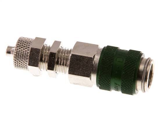 Vernikkeld Messing DN 5 Groen Luchtkoppeling Snelkoppeling 4x6 mm Push-On Schotkoppeling - CLS5-NB-BN-GRE-4