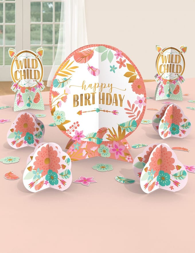 AMSCAN - Set 27 Boho Verjaardag Tafeldecoraties van Karton