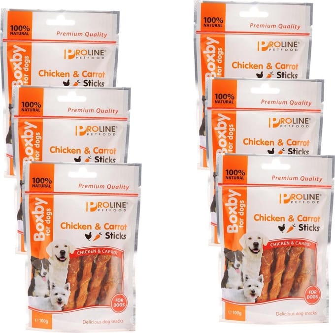Proline Boxby Chicken/Carrots Sticks 100 g - Hondensnacks - 6 x Kip&Wortel&Groente