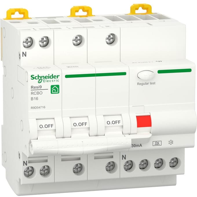 Resi9 - Aardlekautomaat - 3P+N - 16A - B-Karakteristiek - 6000A - 30mA - Type A
