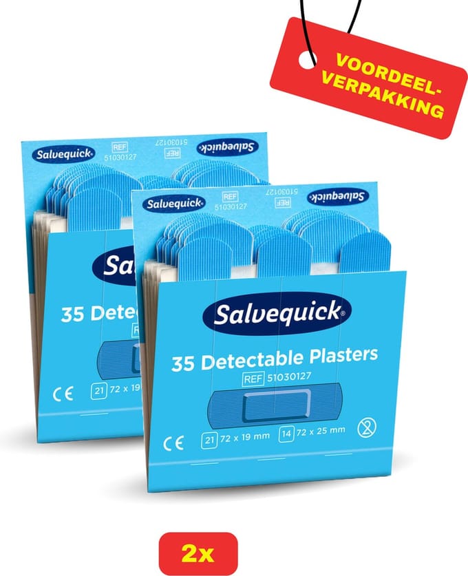 Salvequick Detecteerbare Pleisters - 2x35 stuks voordeelverpakking