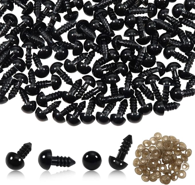50 Stuks Veiligheidsogen voor Poppen - 10mm Plastic Ogen met Wasringen voor Creatieve Projecten