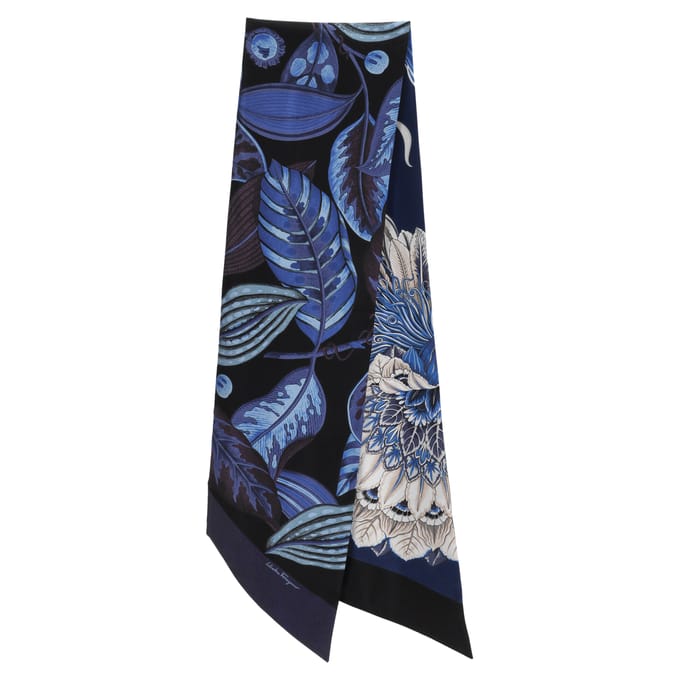 Ferragamo Gedrukt Mini Bandeau in Blauw Zijde