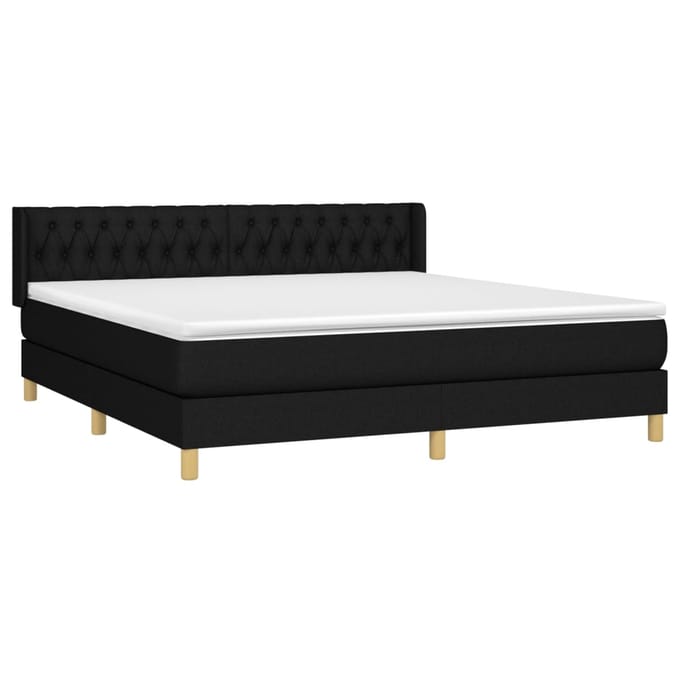 vidaXL - Boxspring - met - matras - stof - zwart - 180x200 - cm