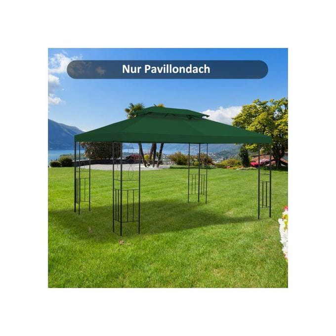 Toit de pavillon - MUVOE - 3x4m - Polyester - Vert - Aération optimale