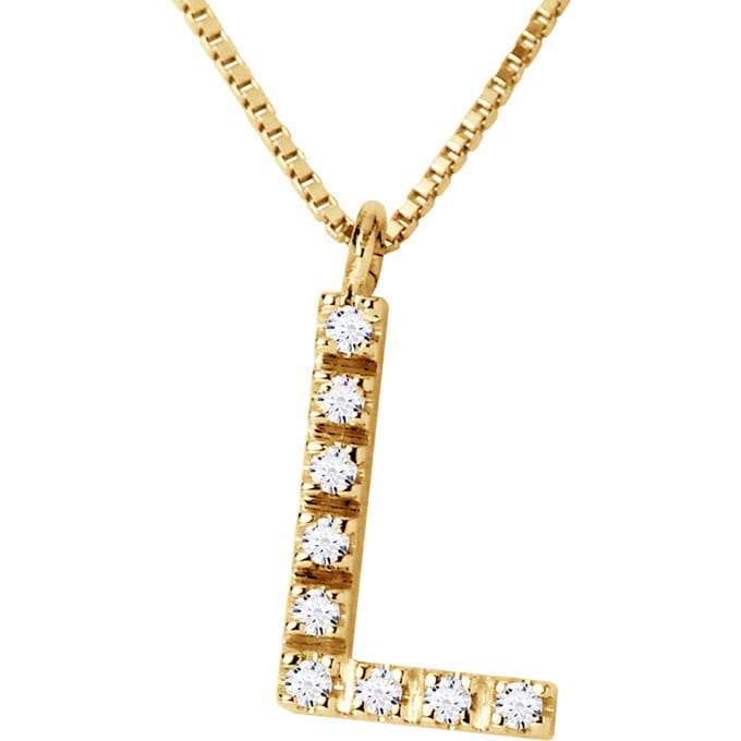 Collar ABC Diamonds 0,05 Cts letter "l" Yellow Gold 18k