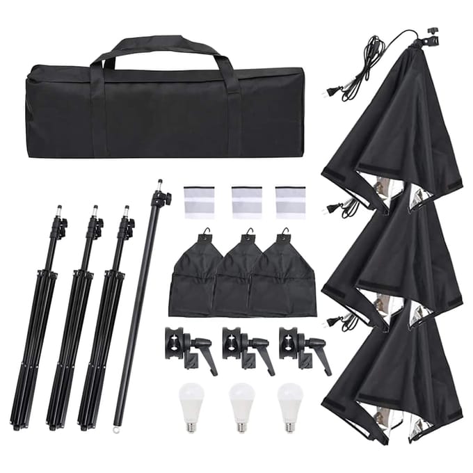 Vidaxl Kit d'éclairage de studio photographique avec lampes et arrière-plan