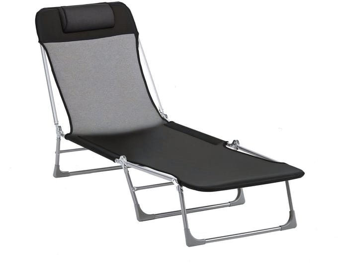 Outsunny Ligstoel - Stof - 182x56x28cm - Zwart