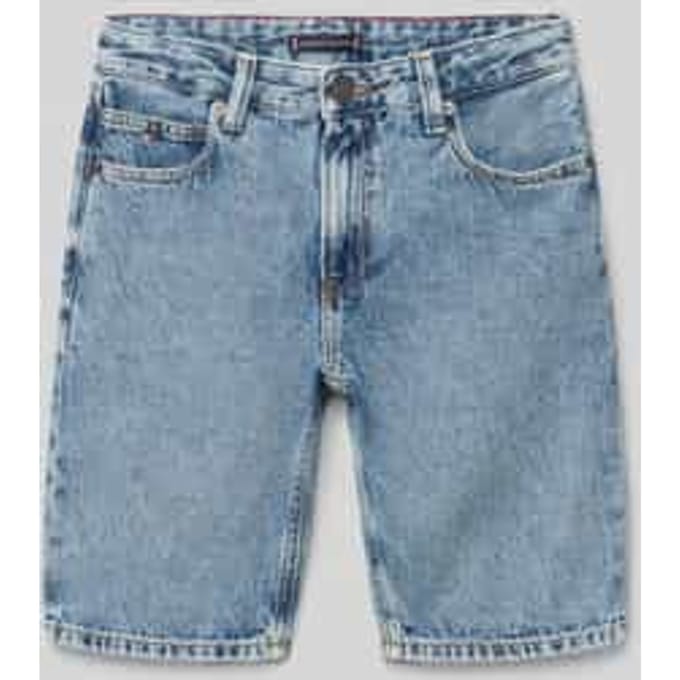 Korte jeans in 5-pocketmodel met logostitching