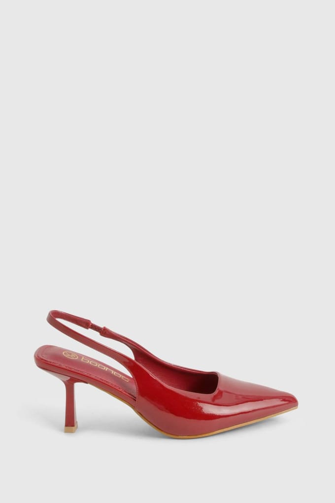 boohoo Dames Low Stiletto Slingback Court-schoen | Red | Maat: 8