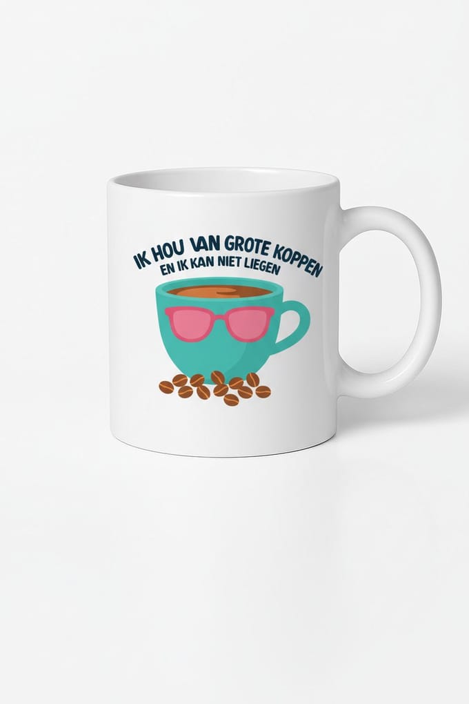 Ik Hou Van Grote Koppen Koffiemok - Unieke Design Mok