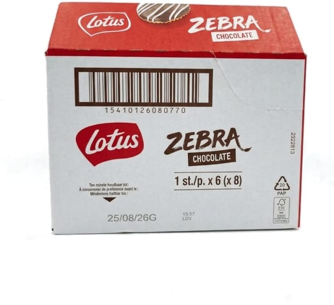 Lotus Zebra Chocolate - Multipack - Gebak - 48 (8x6x1) Stuks
