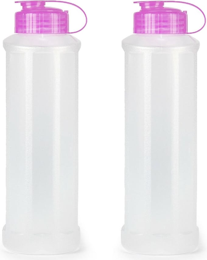 PlasticForte Waterfles/bidon - 2x - 1600 ml - transparant/roze - kunststof