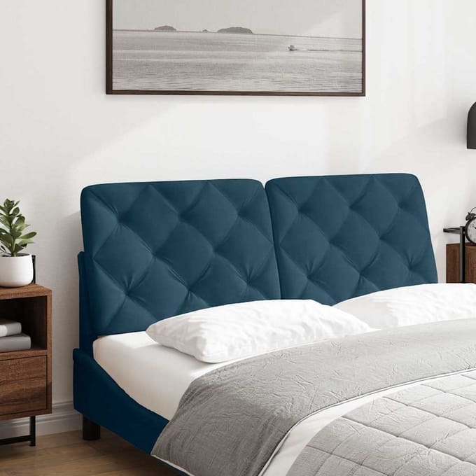 vidaXL - Hoofdbordkussen - 140 - cm - fluweel - blauw