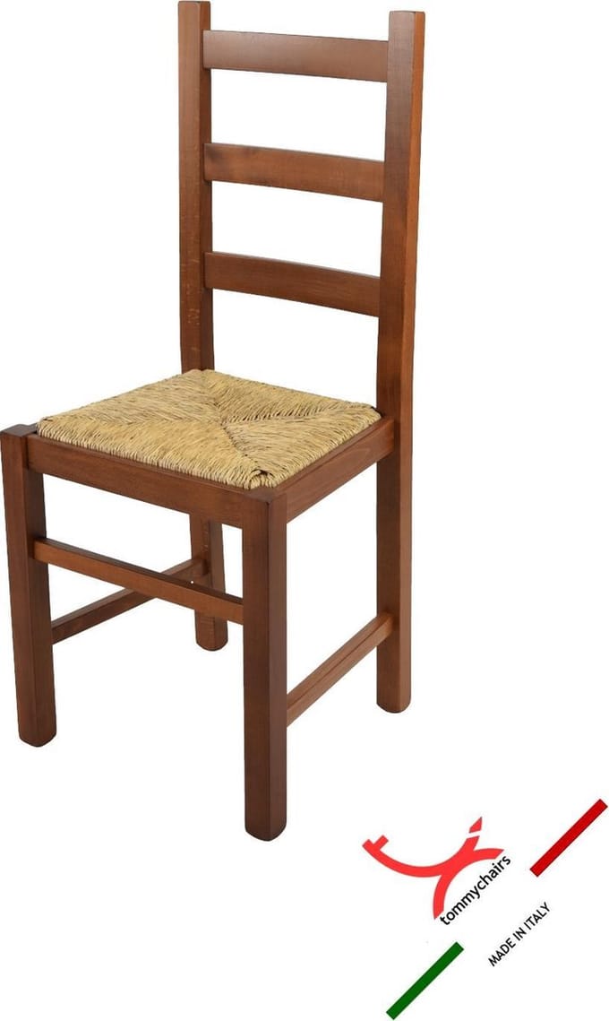 Tommychairs Rustica - Eetkamerstoel - 1 Stuk - Licht Walnoot - Rotan