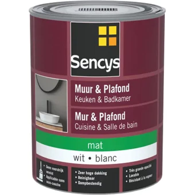 Sencys Keuken- En Badkamerverf - Mat - Witt - 1l