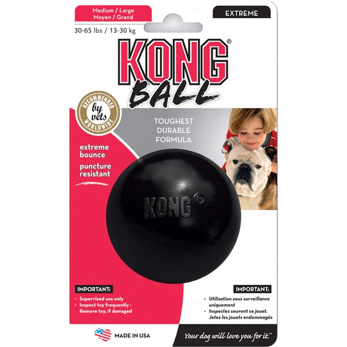 Kong Extreme Bal - Honden Speelgoed - Zwart - M/L - Ø 7.5 cm