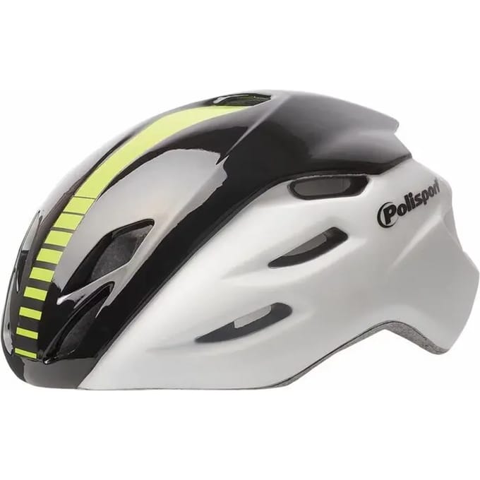 Polisport helm Aero Road mat wit/glans zwart/geel L 58-61cm
