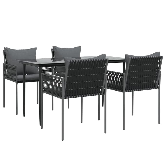vidaXL - 5-delige - Tuinset - met - kussens - poly - rattan - en - staal